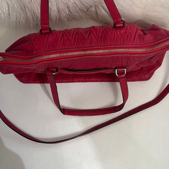 Coach Red Quilted Leather Tote Bag - Picture 10 of 11